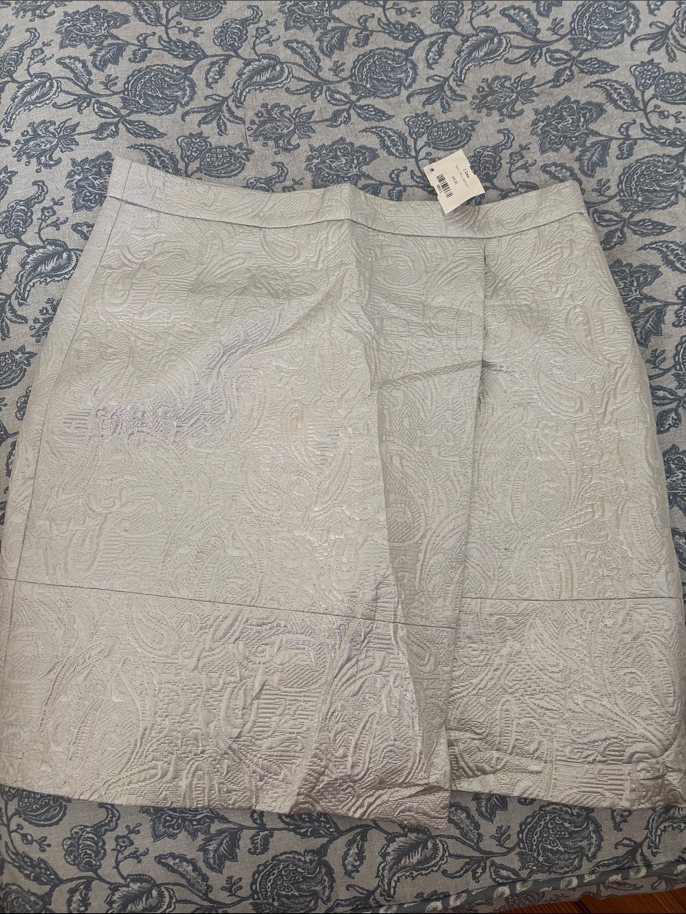 J. Crew Metallic Paisley-Texture Mini Skirt in Light Silver